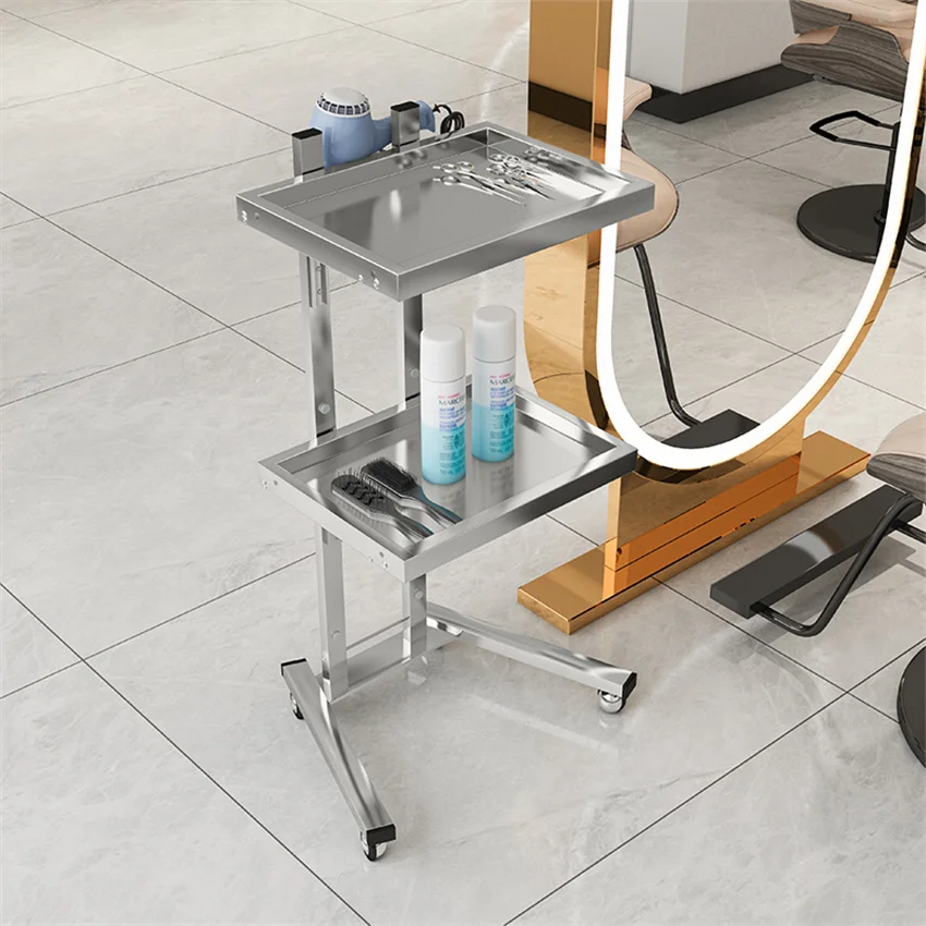 Two-layer Hairdressing Stainless Steel Cart Japanese Folding Beauty Cart Hair Salon Tool Cart Beauty Cart