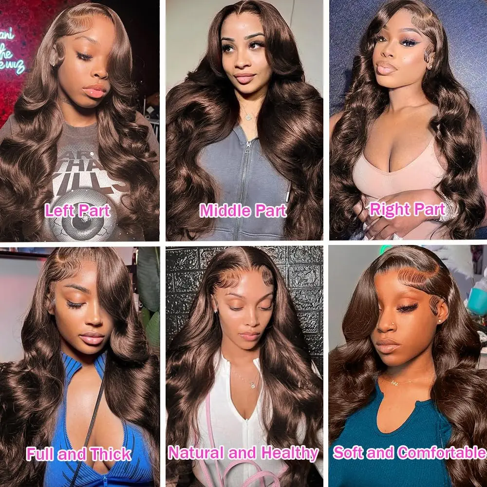 الشوكولاته براون الجسم موجة الدانتيل شعر مستعار أمامي شعر الإنسان 13x6 Hd الدانتيل الجبهة الباروكات شعر الإنسان البرازيلي شعر مستعار بني مسبق النتف للنساء #5