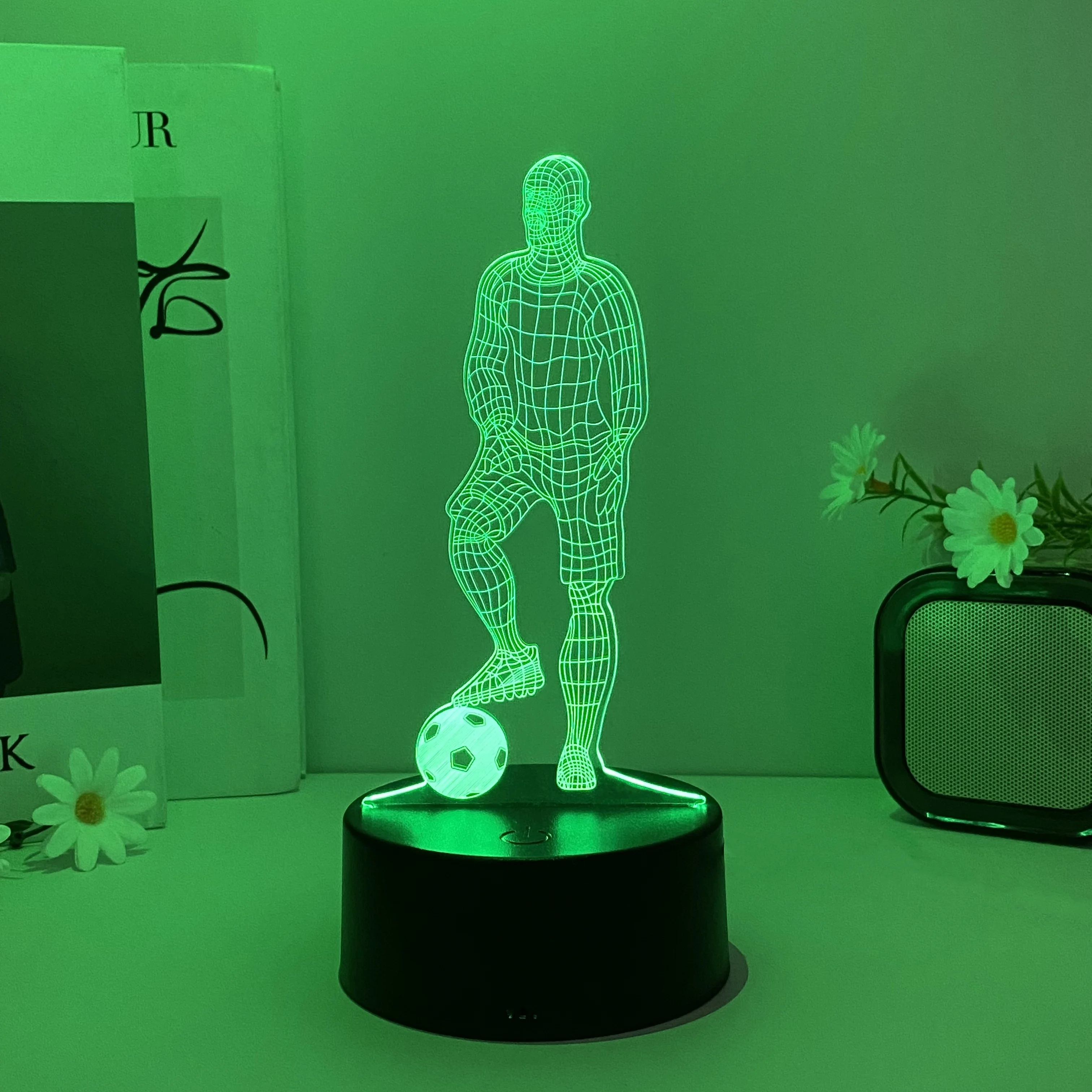 1pcs football player pattern night light, USB creative 3D atmosphere decorative light, birthday gifts for family and friends.