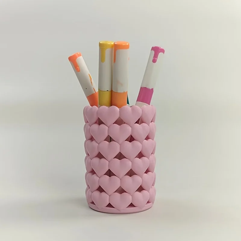 

Creative Heart-Shaped Pencil Case | Made of Plastic, Provides Plenty of Pencil Storage Space, From Home & School
