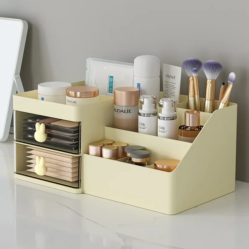 Large Capacity Cosmetic Storage Box Makeup Drawer Organizer Skincare Makeup Stationery Storage Box for Dressing Table Desktop