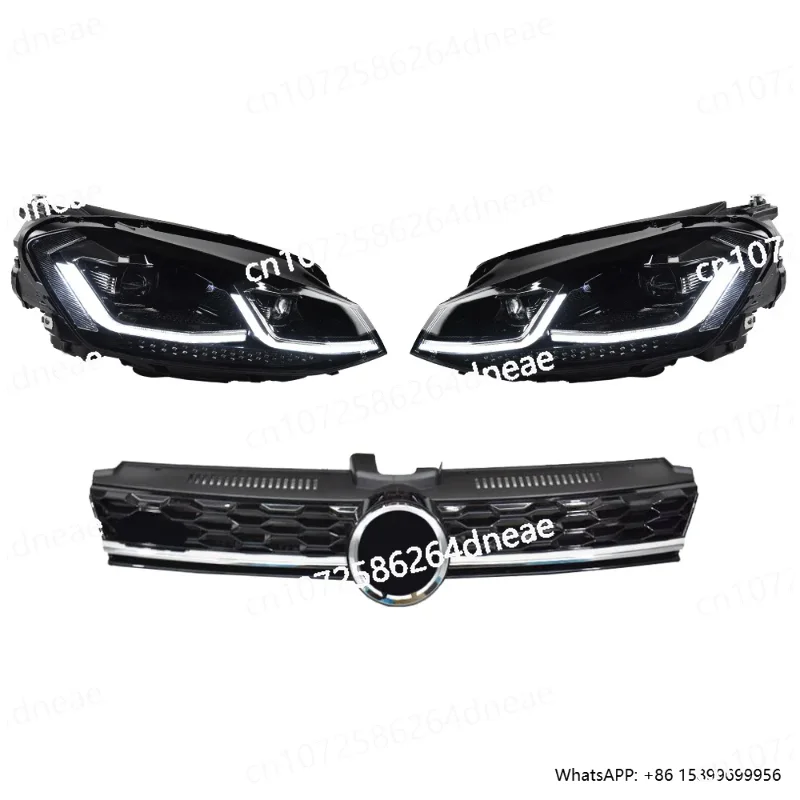 

2013-2017 MK7 светодиодная автоматическая фара в сборе и модернизация передней решетки, аксессуары для динамических ламп с линзами Bicofal