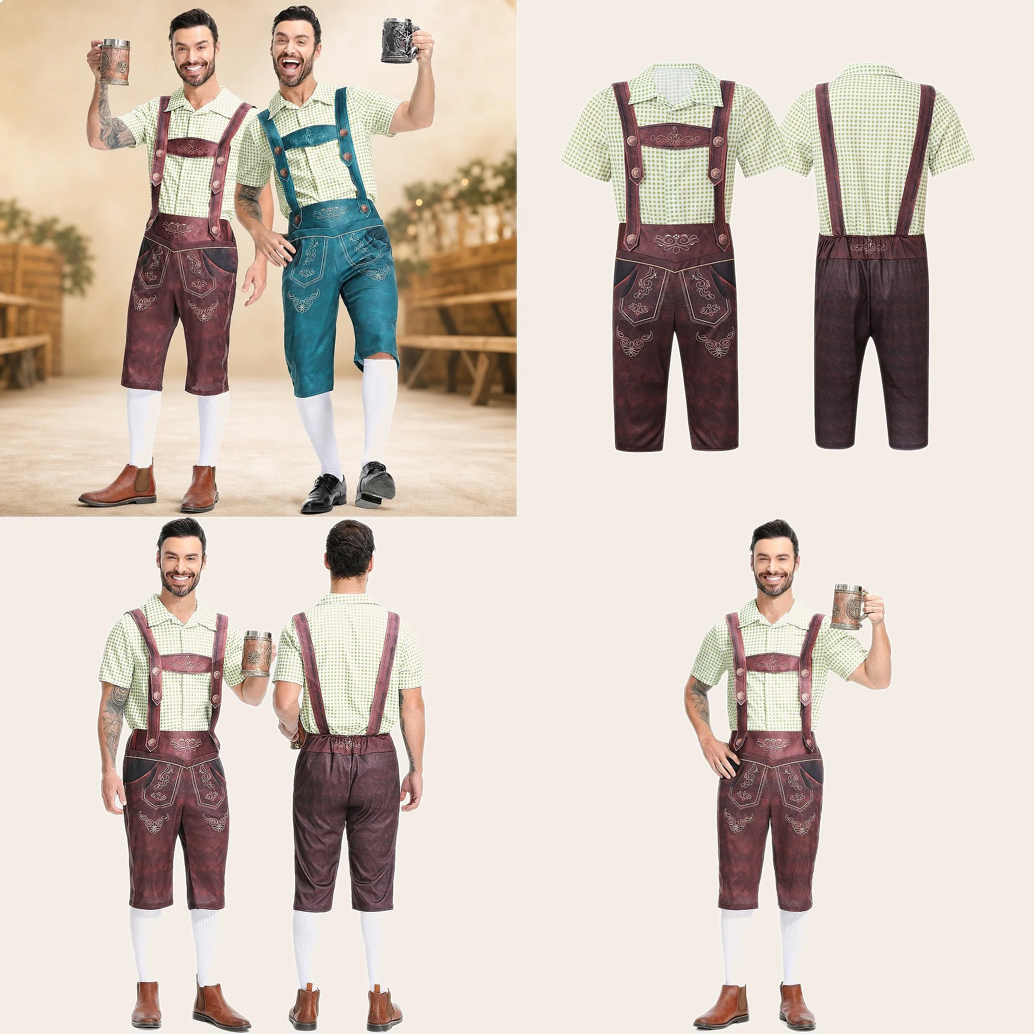 

German Traditional Oktoberfest Outfit Men Munich Festival Costume Beer Party Adult