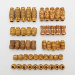 50pcs/Pack Mix Imitation Wood Plastic Crochet hair braid dread dreadlock Beads rings tube for women men hair Accessories