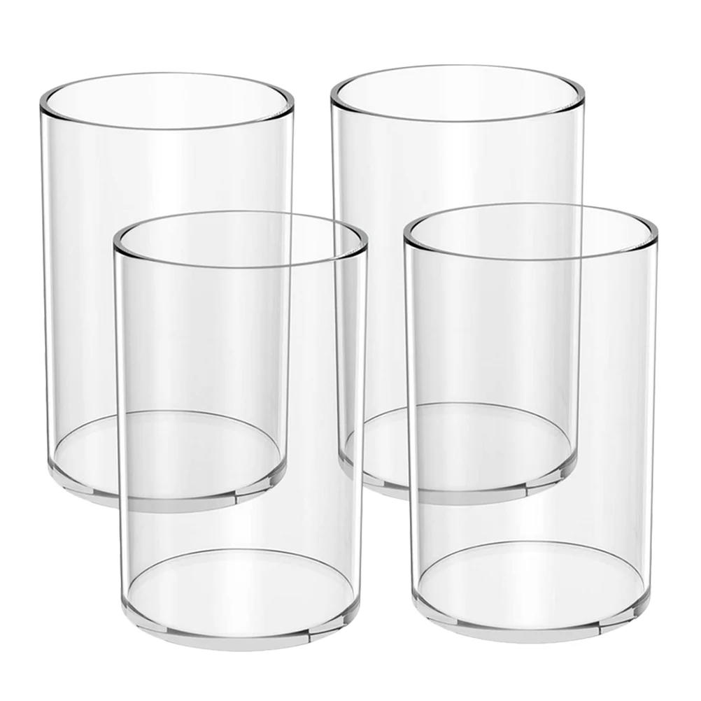 

4 Pcs Transparent Makeup Brush ganizer Clear Acrylic Pen Holder Student Desk Stationery Accessories Office Supplies Round Vase