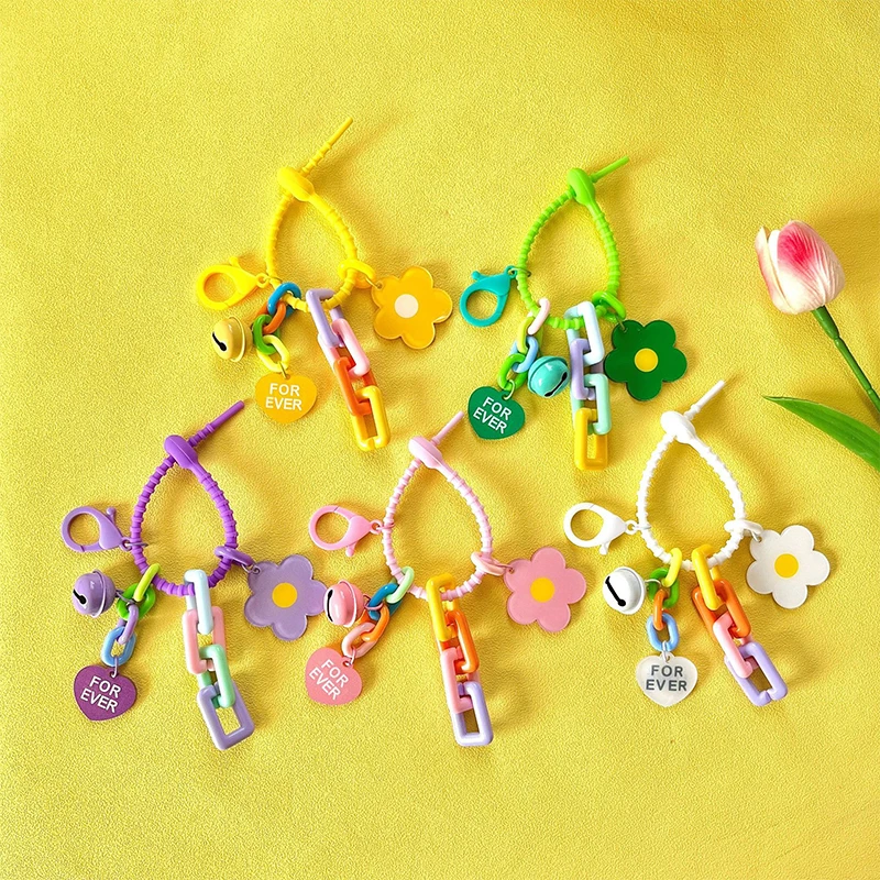 Fashion Colorful Sunflower Keychains For Women Girls Bag Pendant Car Key Rings Headset Case Decorations Accessories Gifts