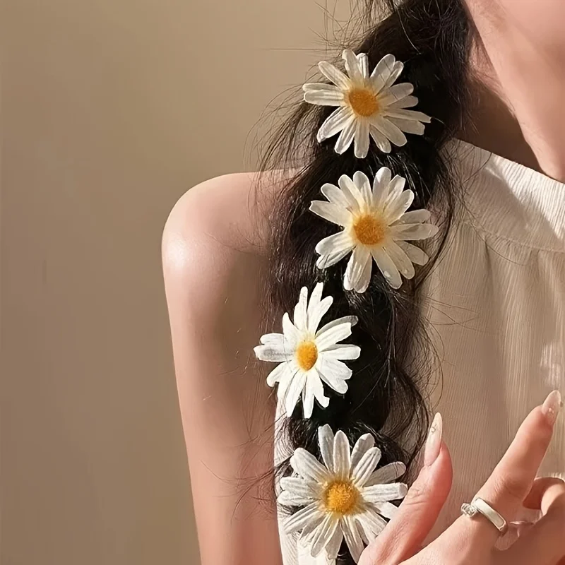 Sparkling Diamond Daisy Hair Clips Set Elegant Fresh Bangs Holiday Party Birthday Gift Hair Accessories Hair Pins and Clips