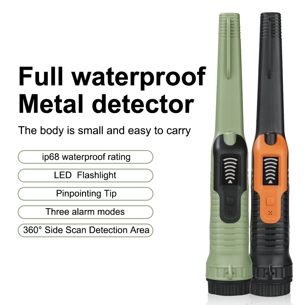 

SH12 Handheld Metal Detector Portable 360 Positioning Rod Detector IP68 Waterproof Pinpoint Sound Vibrate Alarm With Free Gift