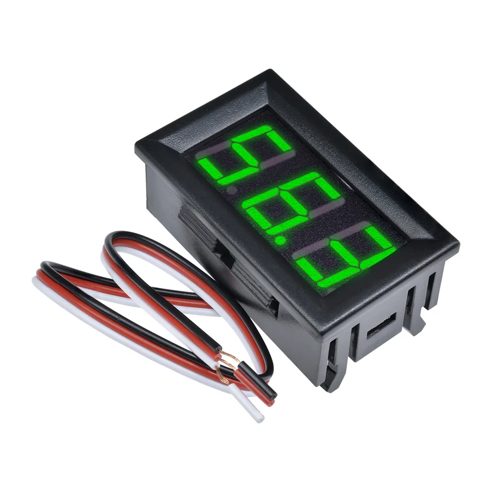 3 fils 0.56 "LED voltmètre numérique voltmètre mètre voiture moto Volt testeur détecteur DC0-100V capacité moniteur rouge vert bleu