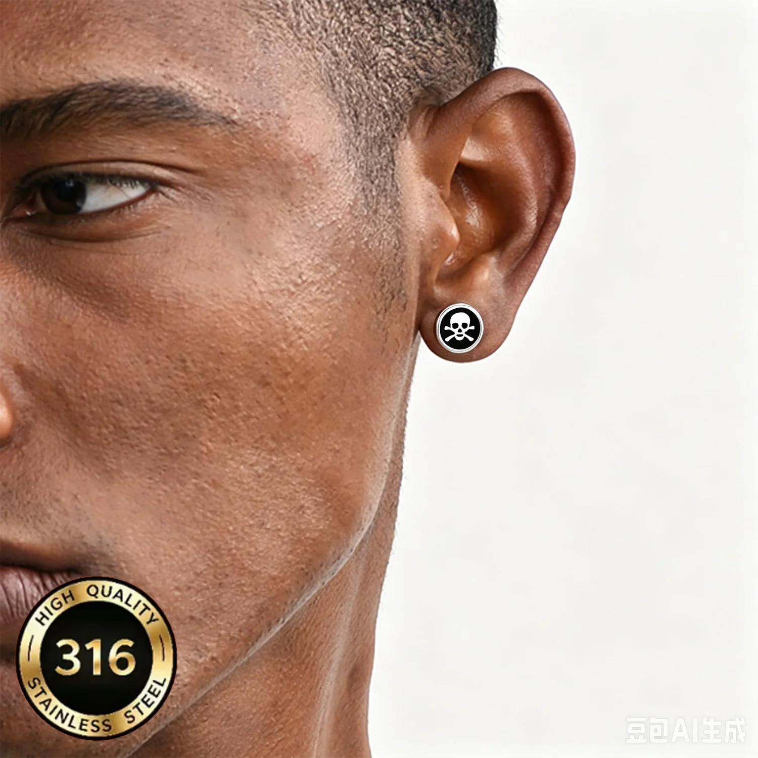 1 Pair of Skull Street Gothic Stainless Steel Stud Earrings, Festive Fashion Earrings for Men and Women Everyday Outfit Jewelry
