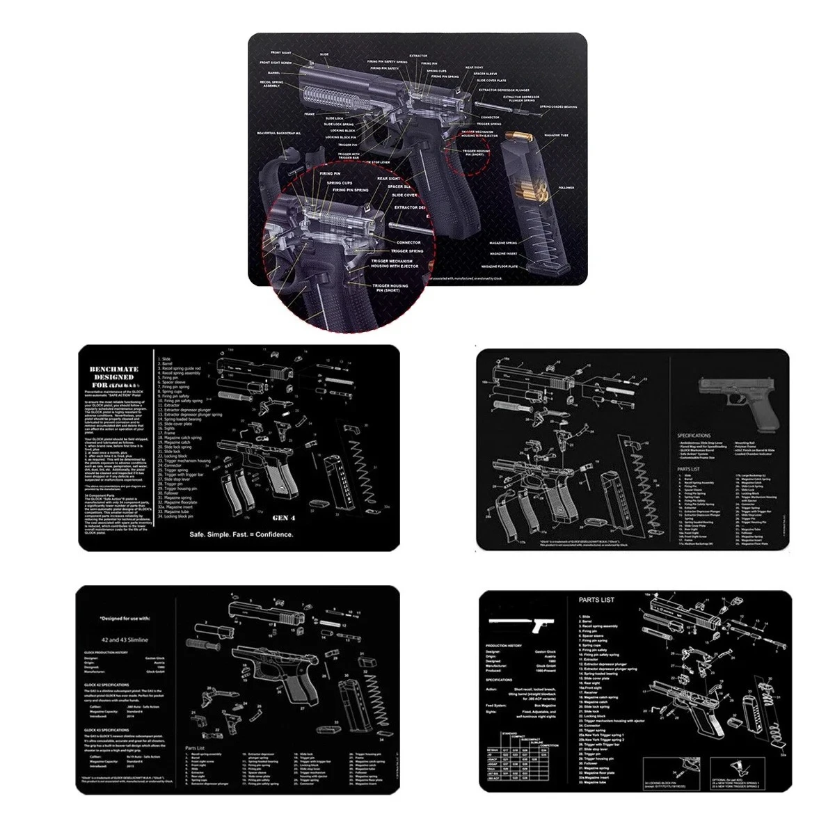 

G17 Pistol Gun Cleaning Rubber Mat For G17 GEN4 GEN5 G42 G43 Smith Repair Build Tool Kits Bench Pads With Parts Diagram