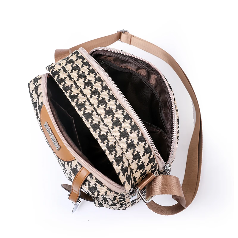 Women Bag Houndstooth Canvas Bag Women\'s Bag 2023 New Fashion Versatile Shoulder Bag Classic Crossbody Bag Female Messegner