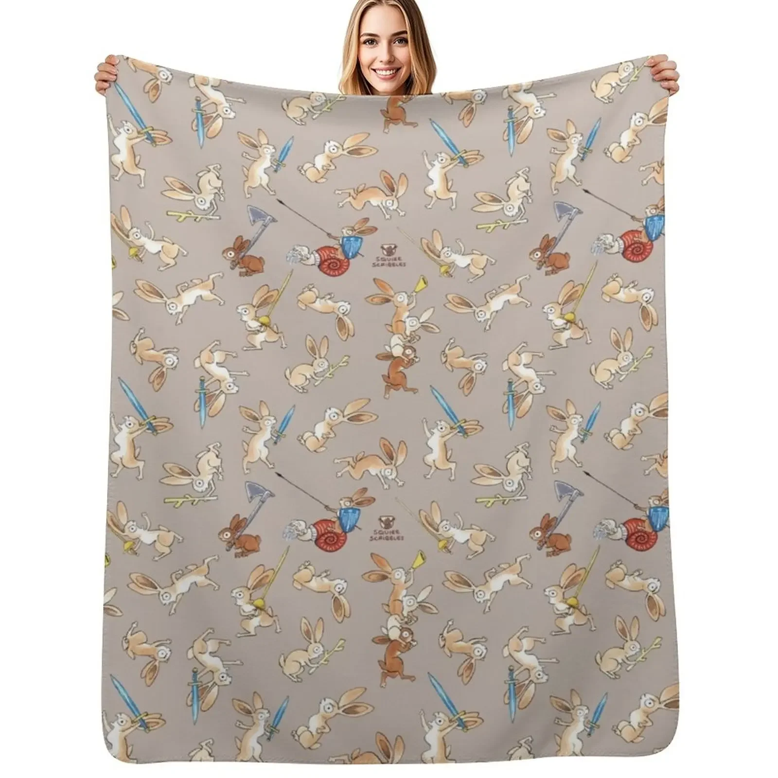 

Medieval Rabbits - WARM GREY version Throw Blanket Baby Loose Thin Blanket