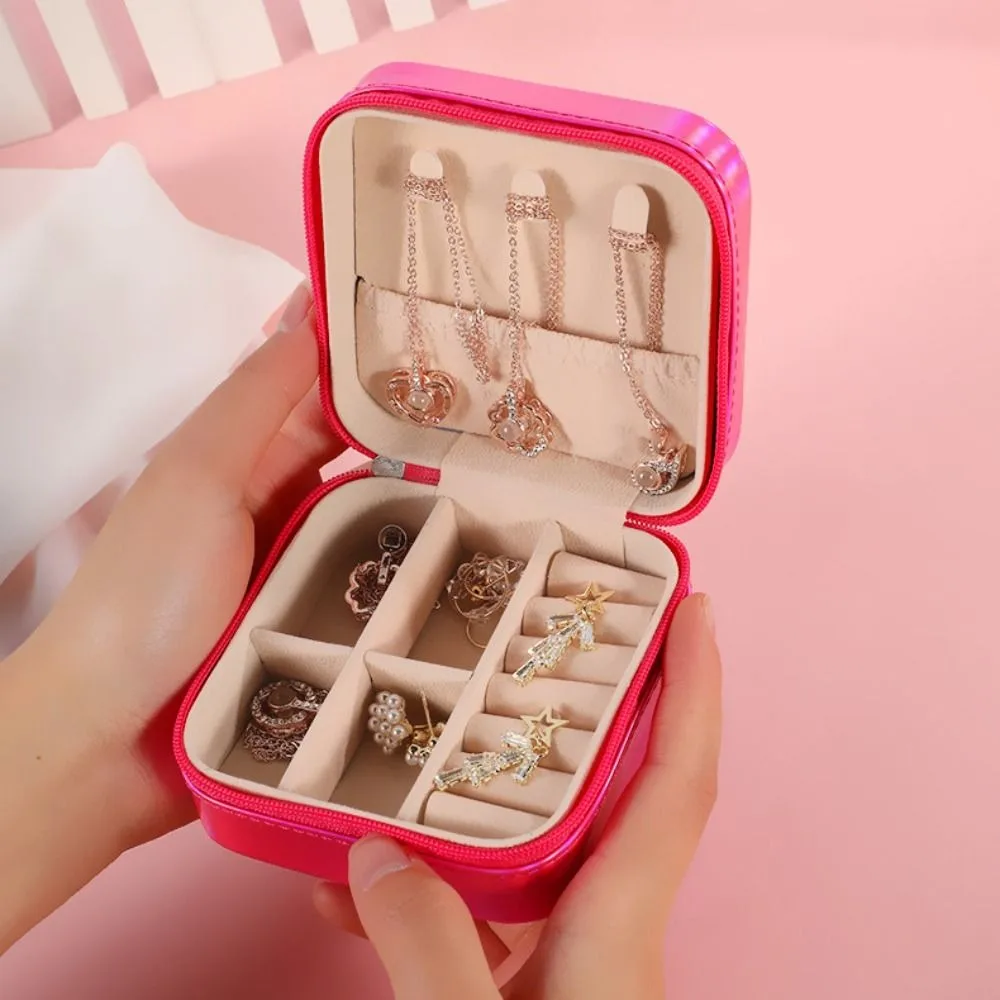 

PU Leather Jewelry Packing Bag Laser Multi-function Earrings Storage Case Large Capacity Organizer Jewelry Holder Handbag