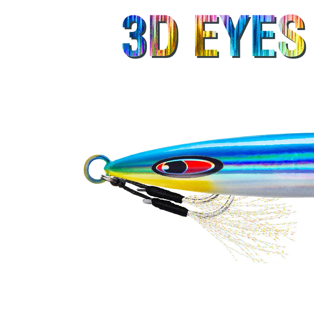 1Pc Luminous Jig Lure Fast Sinking Jigging Long Casting Lure 40G-200G Metal Bait With Sharp Hooks For Sea Fishing