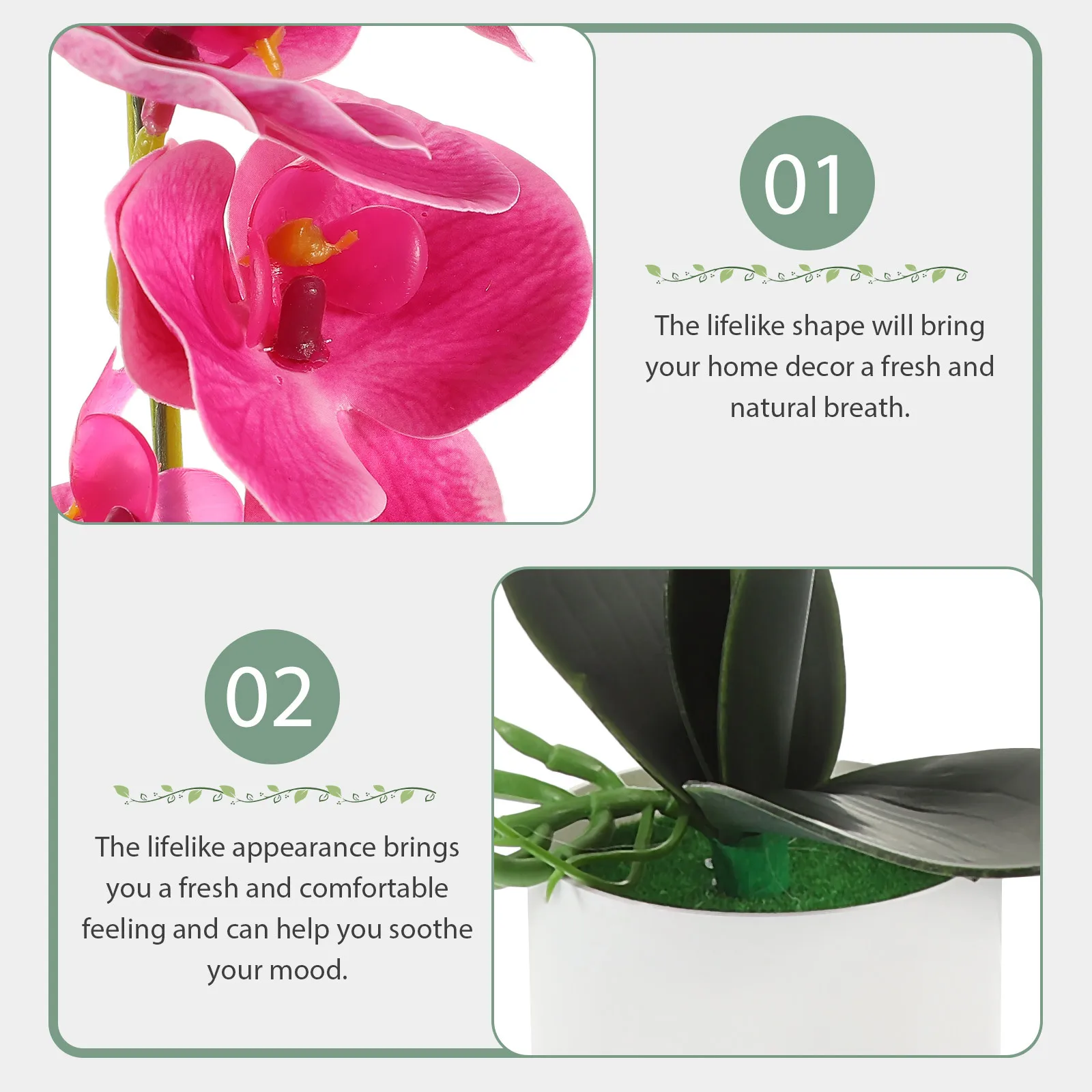 

Artificial Potted Orchid Flower Realistic Simulation Tabletop Decoration Fake Potted Plant Fake Orchid Bonsai for Home