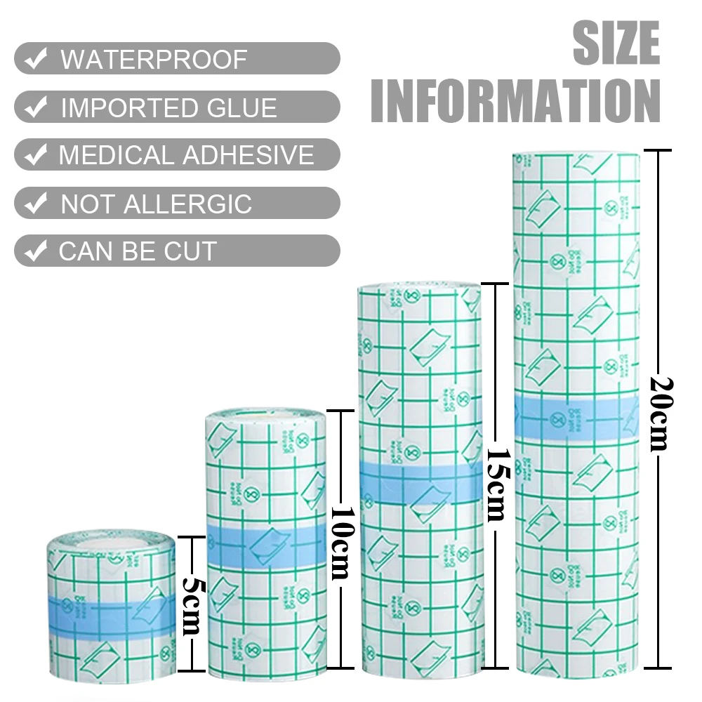 Película de curación de tatuajes a prueba de agua, vendaje transparente para el cuidado posterior de la piel, rollo de envoltura de película de reparación curativa, 2M, 5M, 10M