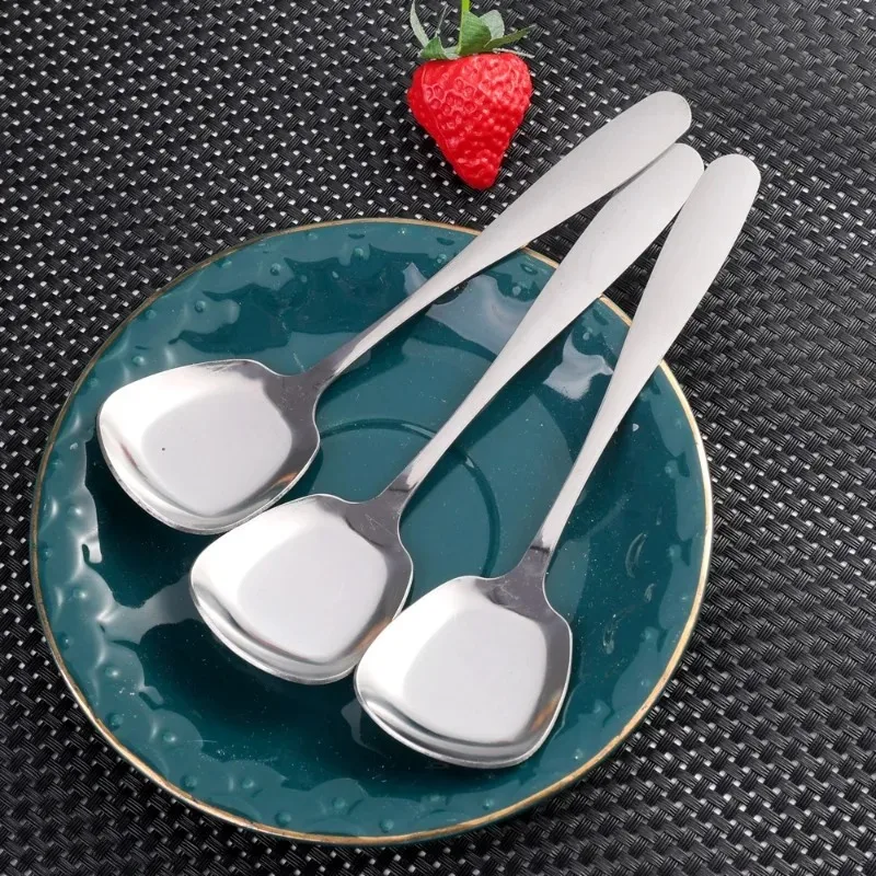 1/2PCS Large Stainless Steel Soup Spoons Home Serving Spoons Long Handle Tablespoons Cooking SpoonsTableware Kitchen Accessory