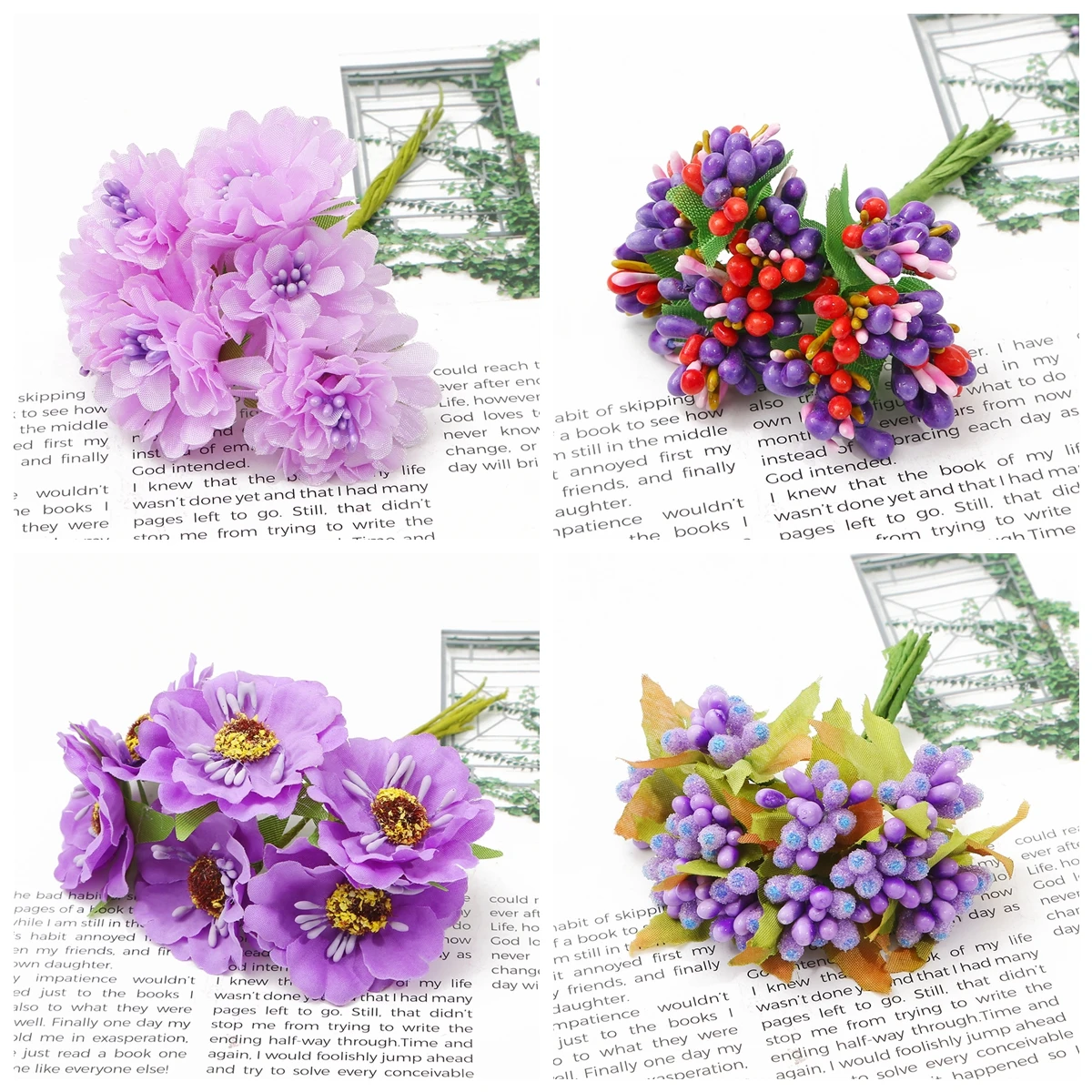 Lila künstliche Blumen simuliert Blumenstrauß Laverder Pflanzenblatt für Hochzeit Blumenzubehör Tischdekoration Party Home Decor – Detail 6