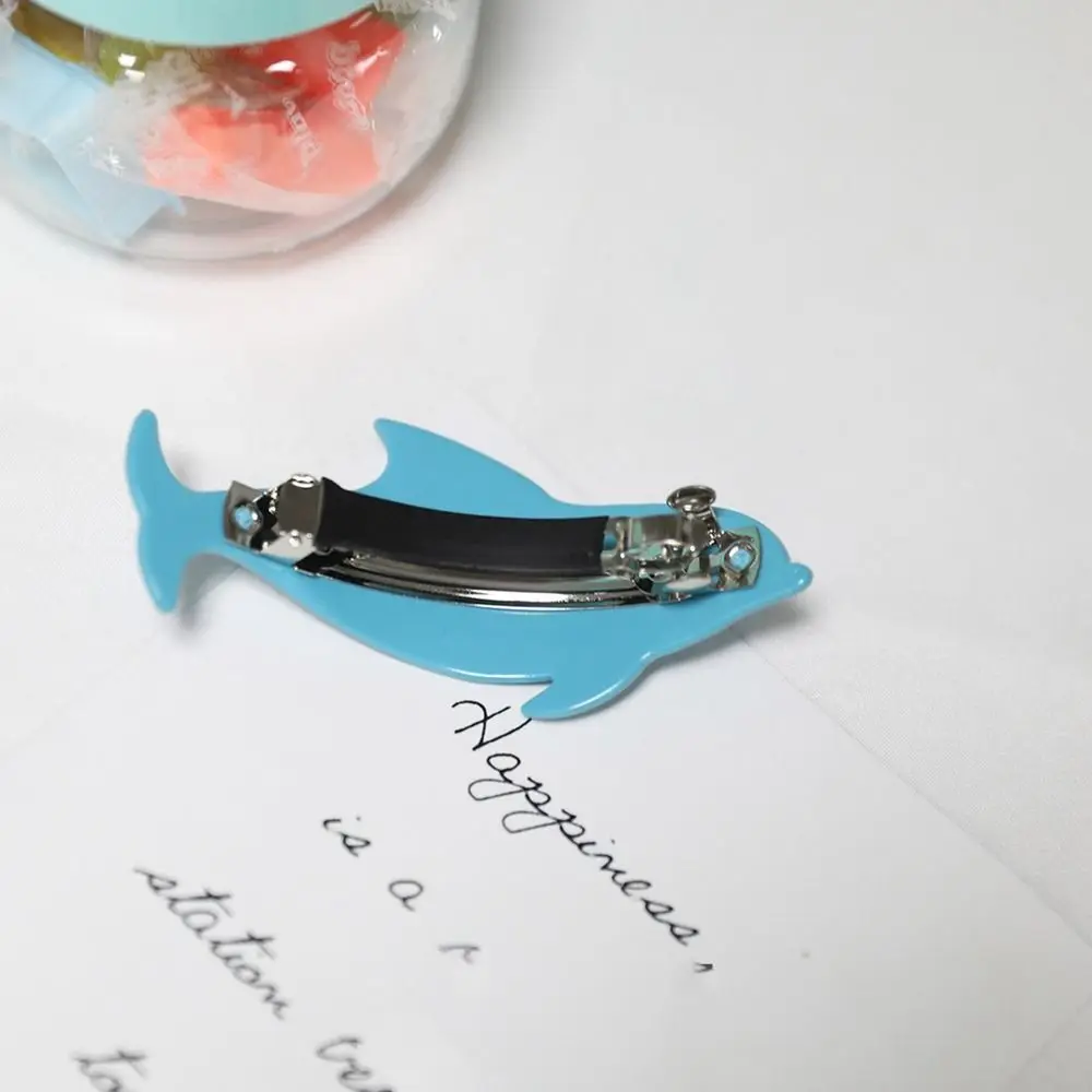 Acetic Acid Hair Clip Personalized Animal Dolphin Women Hair Clip Blue Ponytail Holder Spring Clip Girls