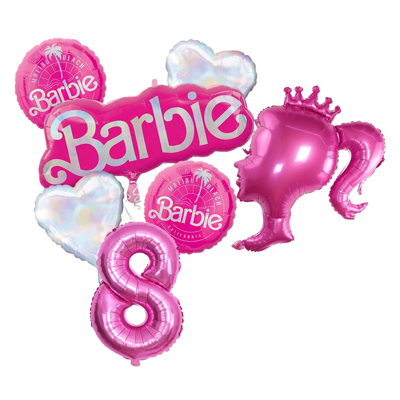 Barbiee Doll Birthday Party Decoration Latex Balloons Set Party Banner Cake Toppers Plates Baby Shower Pink Girl Party Supplies