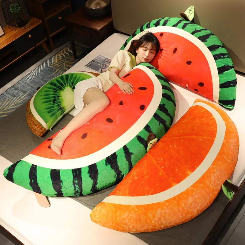 

1pc Giant Plush Fruit Pillow Stuffed Soft Watermelon Bed Cushion Home Sofa Baby Girls Sleepy Pillow Kawaii Birthday Gift