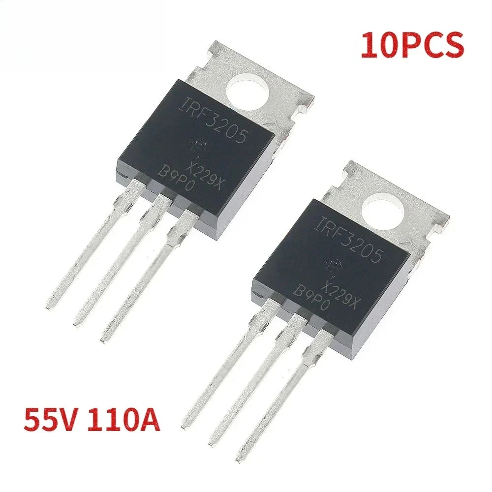 10PCS IRF3205 Mosfet Transistor TO-220 Package 55V 110A with IRF3205PBF for Motor Control Power Supplies Electronics Components