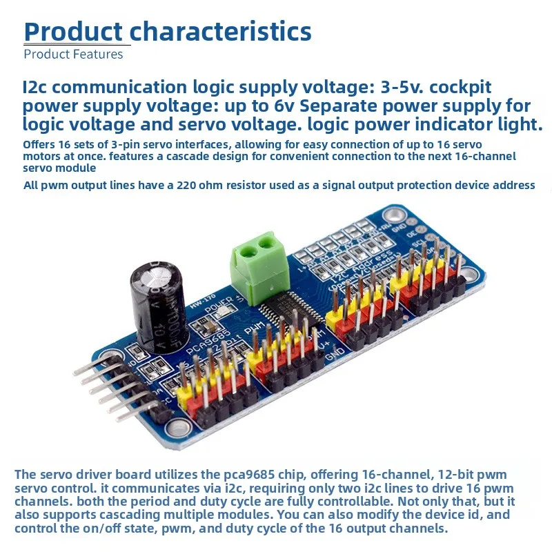 Picture 5: 16 Channel PWM Servo Driver Board IIC PCA9685 High Precision for Robot Control Arduino Raspberry Pi