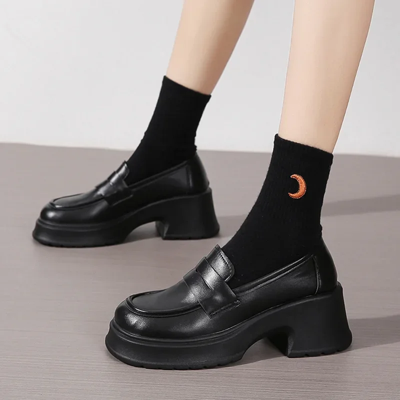 

Women's Loafers 2025 Spring British Style Slip On Platform Mary Jane Shoes Woman Japanese Jk Uniform Lolita Shoes Women