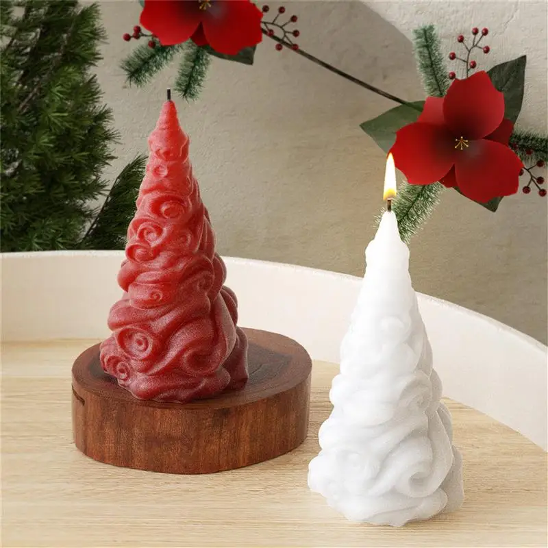 Molde de silicona de yeso aromático con forma de árbol de Navidad de ondas de Donut DIY, soporte de vela, adorno, molde de resina epoxi, regalo de Navidad