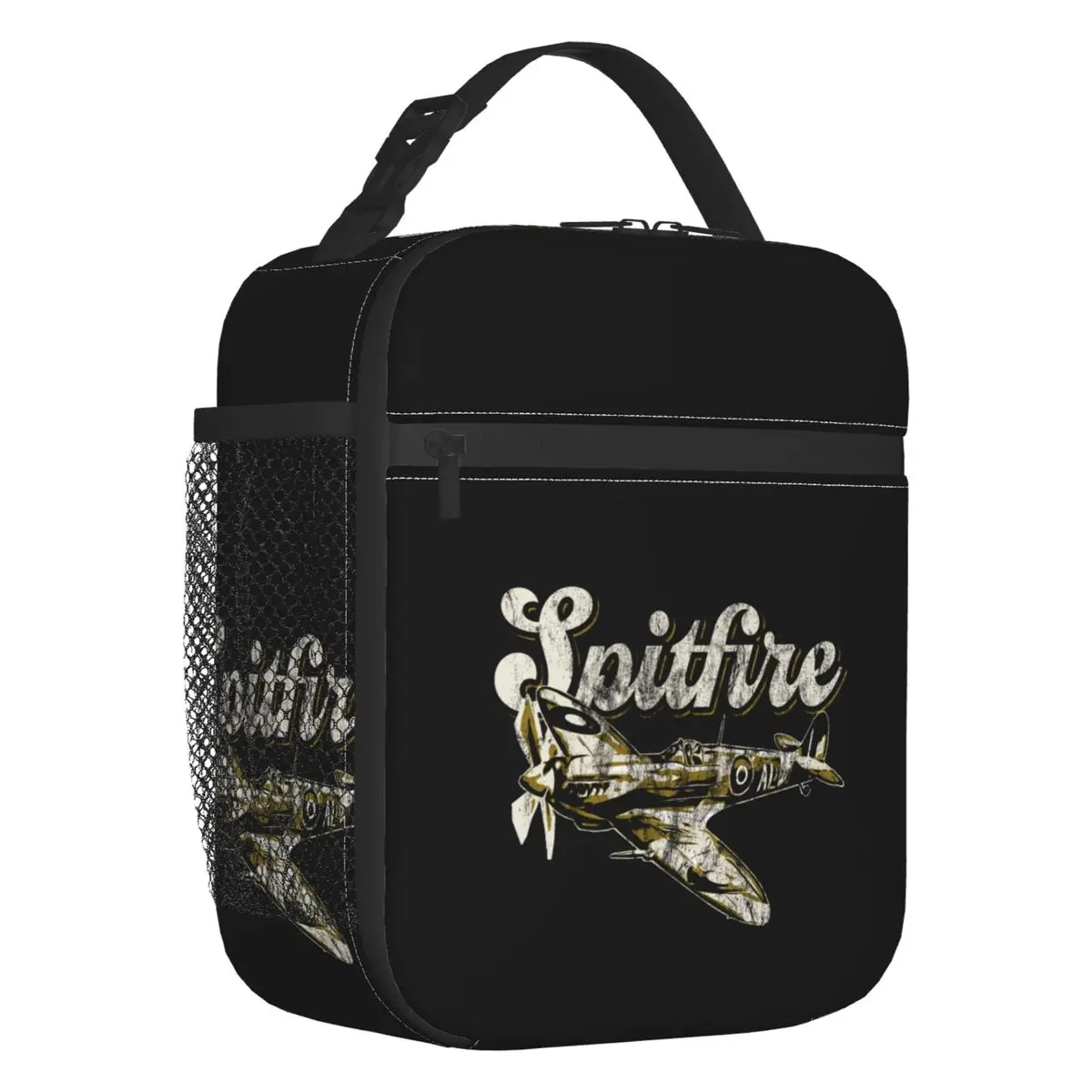 

Spitfire RAF Fighter Aircraft Plane Airplane Insulated Lunch Tote Bag British UK Supermarine Portable Thermal Cooler Food Box