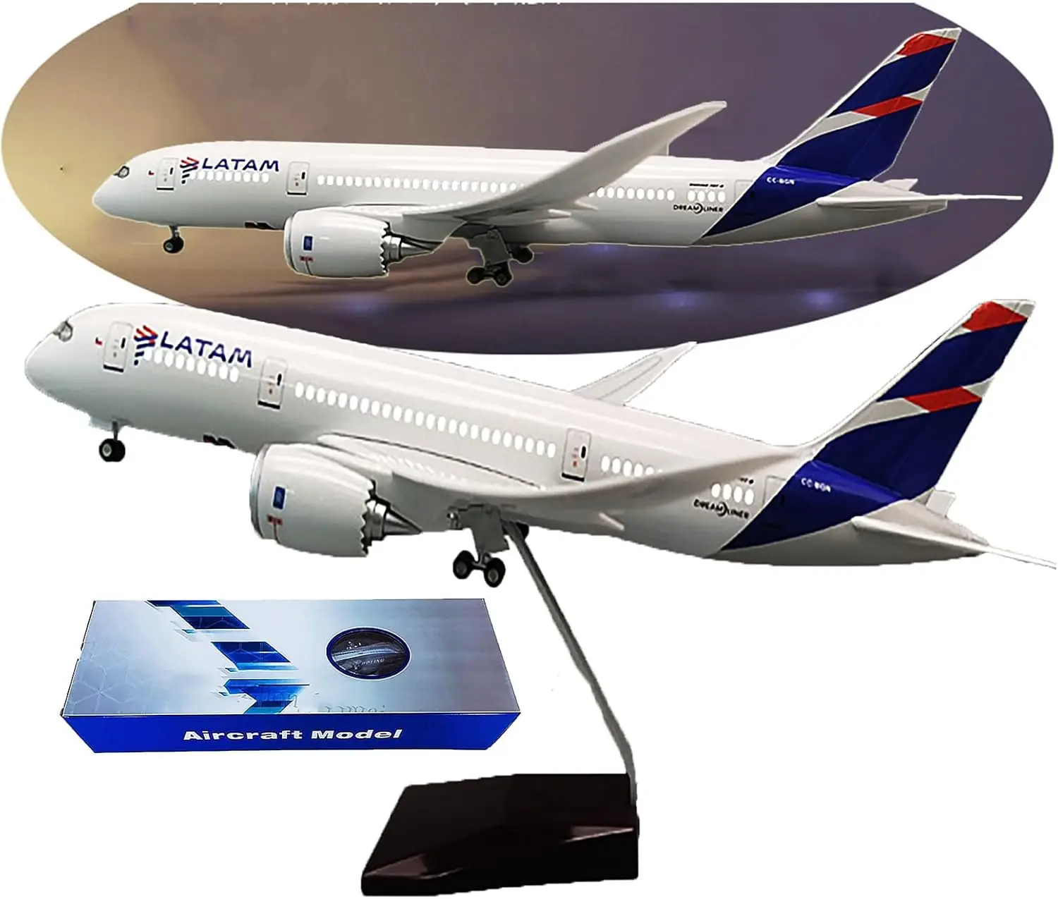 43CM B787 Dreamliner Model Plane Toy 787 Chile LATAM Airways Diecast Airplane W Light and Wheel For Collection Material Gift