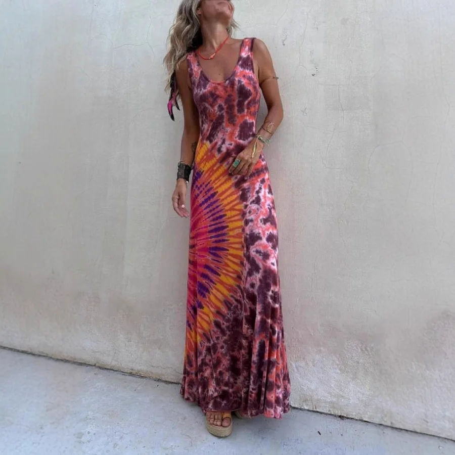 2025 neue Mode Gedruckt Backless Hosenträger Kleid Frauen Sommer Sexy Elegante Strap Hohe Taille Lange Kleider Für Frauen