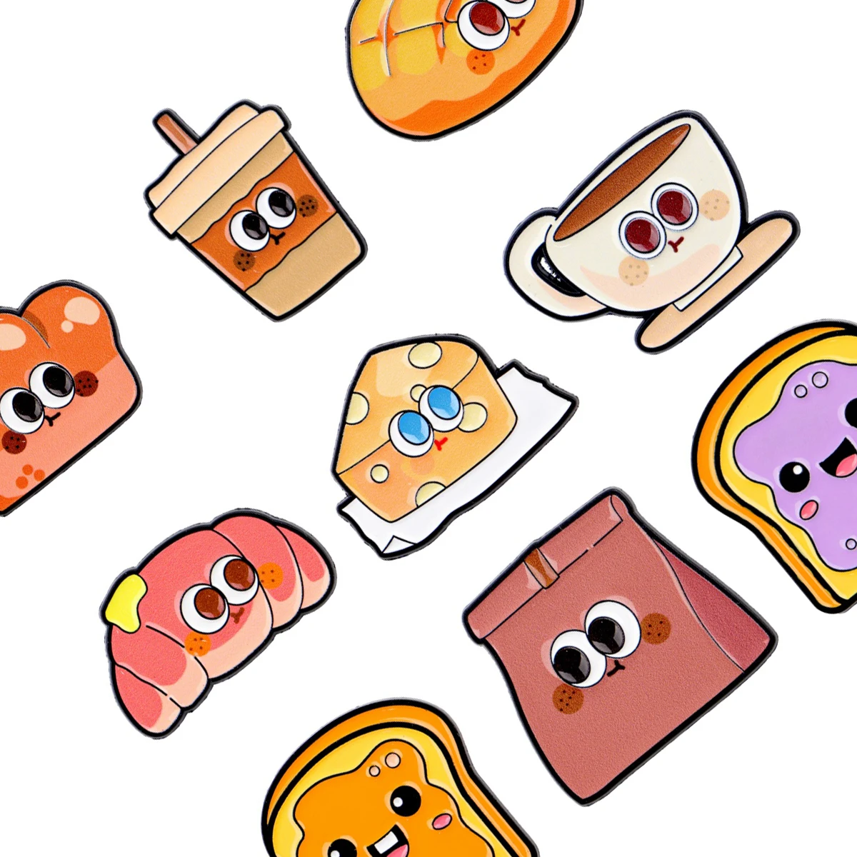 Food Bread Cake Coffee Enamel Pin Black Cat Badges on Backpack Witch Brooches Hat Lapel Pins Cosplay Accessories Gifts