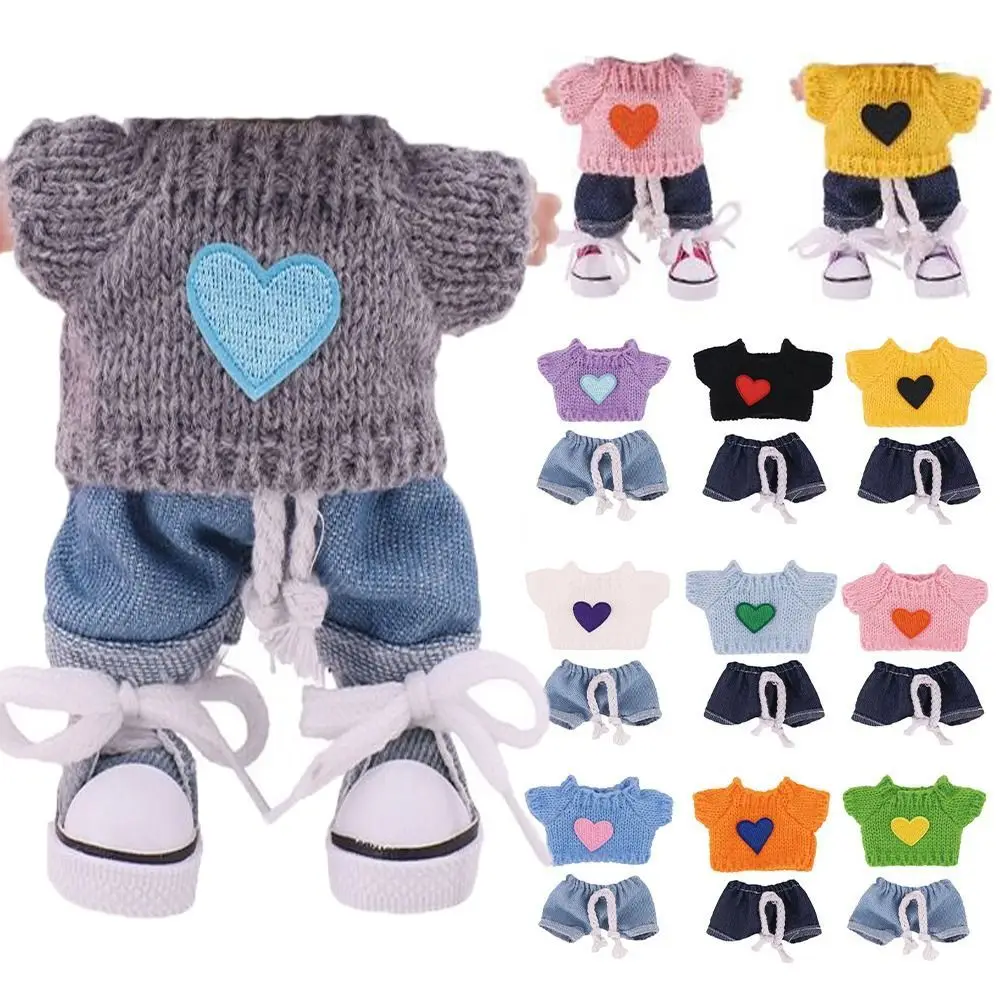 

Fashion Multi Color Doll Clothes Replacement DIY For Doll Sets Handmade Sweater Jeans Sets Cotton Doll