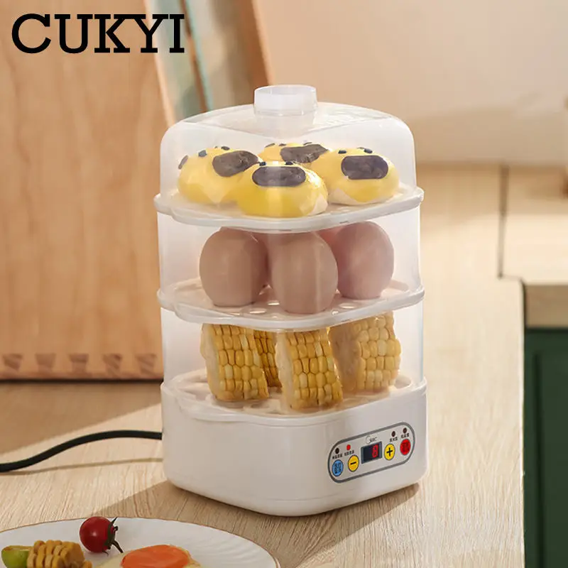 Mini Food Steamer Multi-layer combination Egg Boiler Food Warmer Rice cooker Dry burning Prevention Auto-off Eggtart making Tool