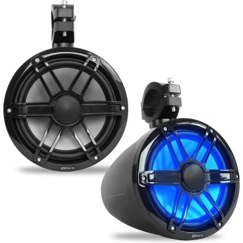 

- Пик 750 Вт (250 Вт RMS) 8-дюймовые 2-полосные морские башенные колонки серии V со светодиодной подсветкой и 359 ° Поворотные зажимы - Sp