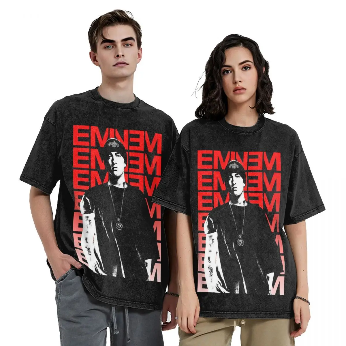 

Детские футболки с короткими рукавами в стиле хип-хоп Shady Eminem, потертые топы, футболки, уличная футболка большого размера для мужчин и женщин