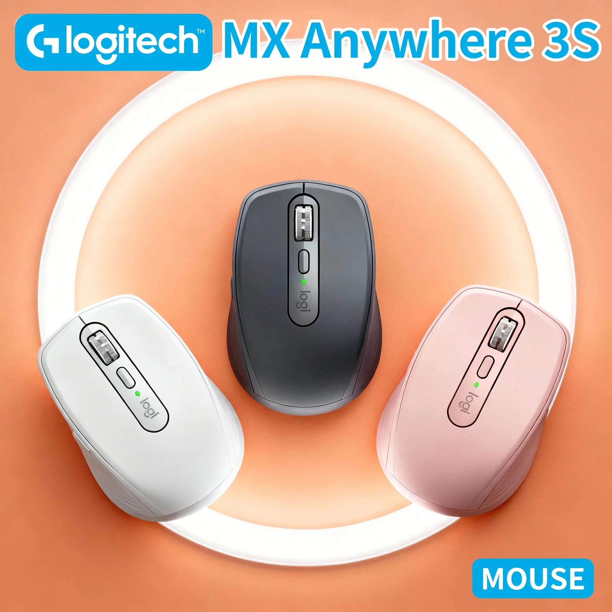 

Logitech MX Anywhere 3S Mouse, Wireless, 8000 DPI, MagSpeed Scroll, Logitech Flow, 10m Wireless, USB-C, Laptop/PC