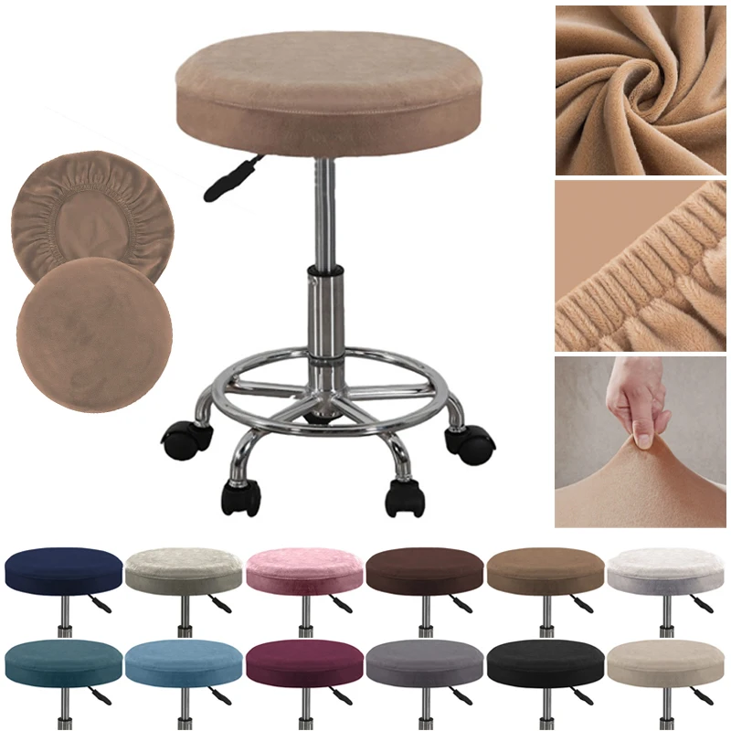 

1/4PCS Premium Velvet Elastic Slipcover Set for Round Bar Swivel Chairs 30-40cm Coffee Shop Home Decor Removable Stool Cover