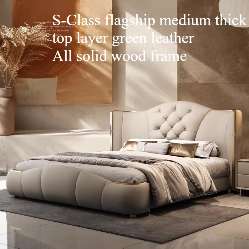 

Luxury Couples Double Bed Soft Backrest Fashion Full Size 2 People Bed French Hotel Storage Cabinet Cheap Bedroom Furnitures