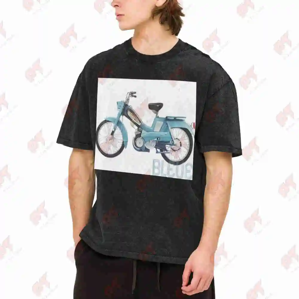 Motobecane AV3 Mobylette Vintage Washed Tee Pure Cotton T-Shirt