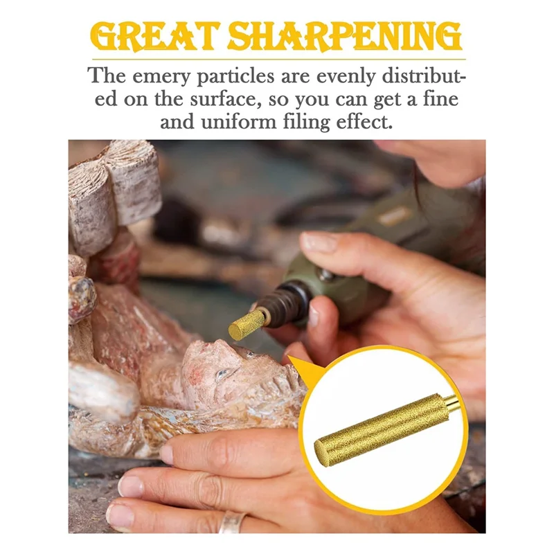 ABRB-24 Stück Titanbeschichtete Diamant-Kettensägenschärfer-Bits – Kettensägen-Schleifstein-Set mit Grat und hoher Härte