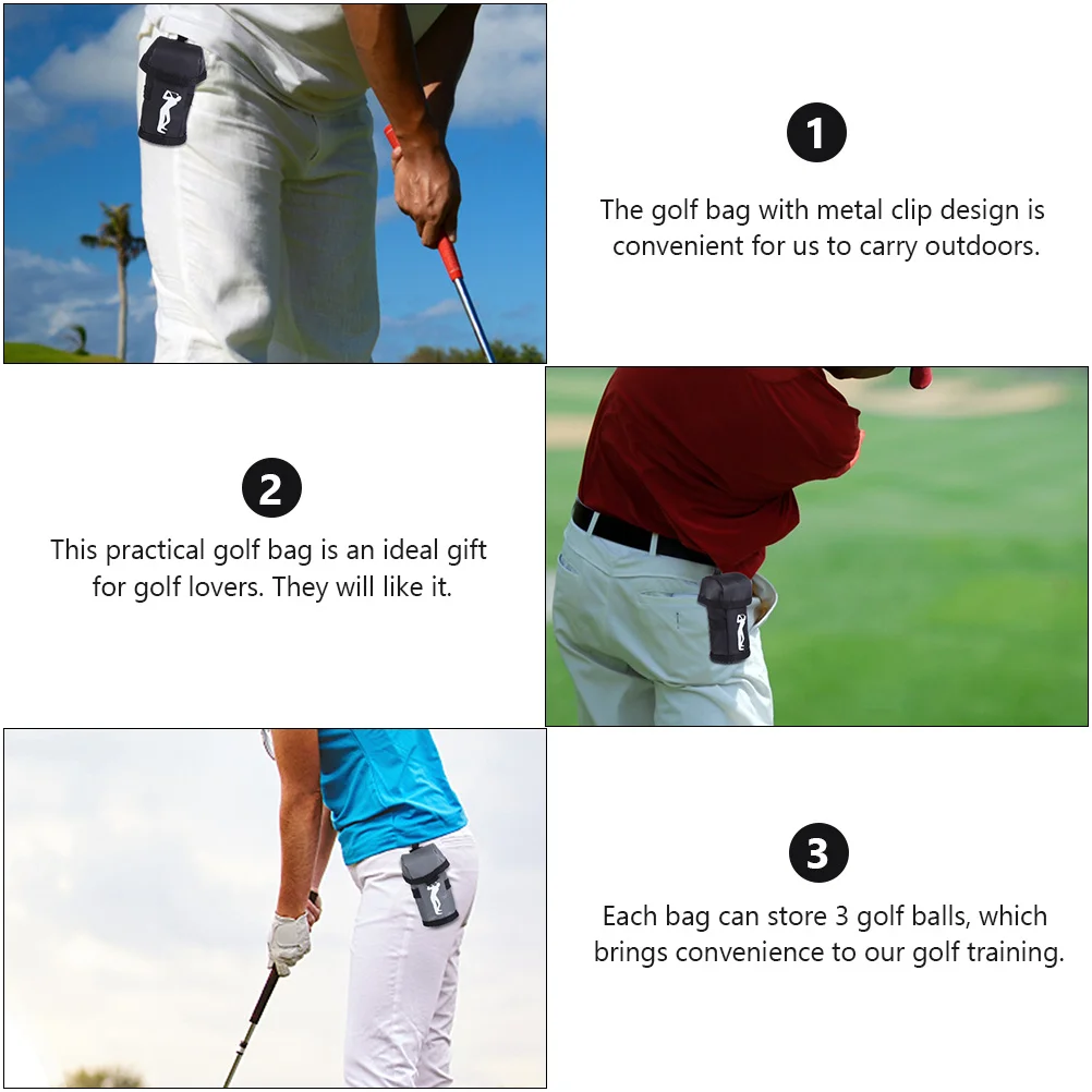 2Pcs Golf Ball Waist Bag Durable Portable Mini Storage Pouch Lightweight Metal Clip Convenient Ball Holder for Training