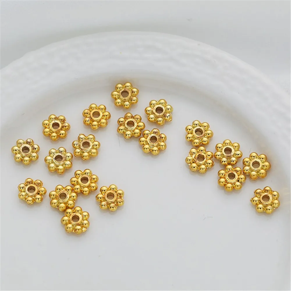 

Handmade Spacer Bead with Large Hole 18K Gold Package Matte Color Flower Spacer Bracelet Necklace Earring DIY Gasket Accessories