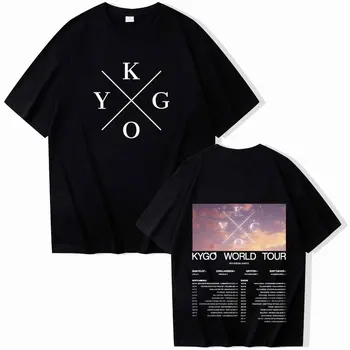 Kygo 월드 투어 2024 티셔츠, O-넥, 여름 캐주얼 셔츠, 오버사이즈 티셔츠, 남성용 정사이즈 프린팅 정사이즈 