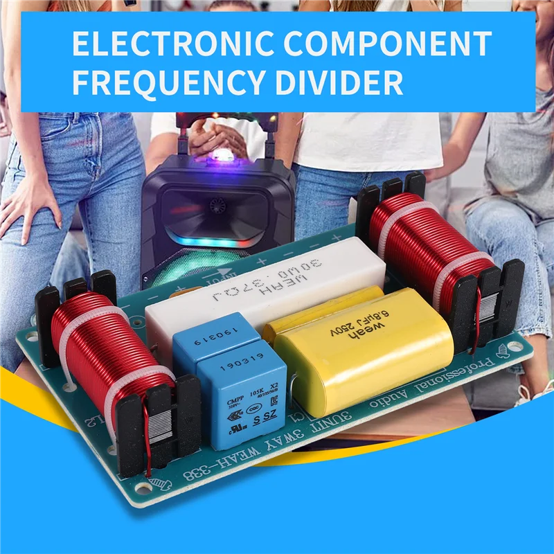 2Pcs WEAH-338 3 Way Audio Frequency Divider Treble + Midrange + Bass Crossover Speakers Filter For 8Inch Speaker DIY-X64A