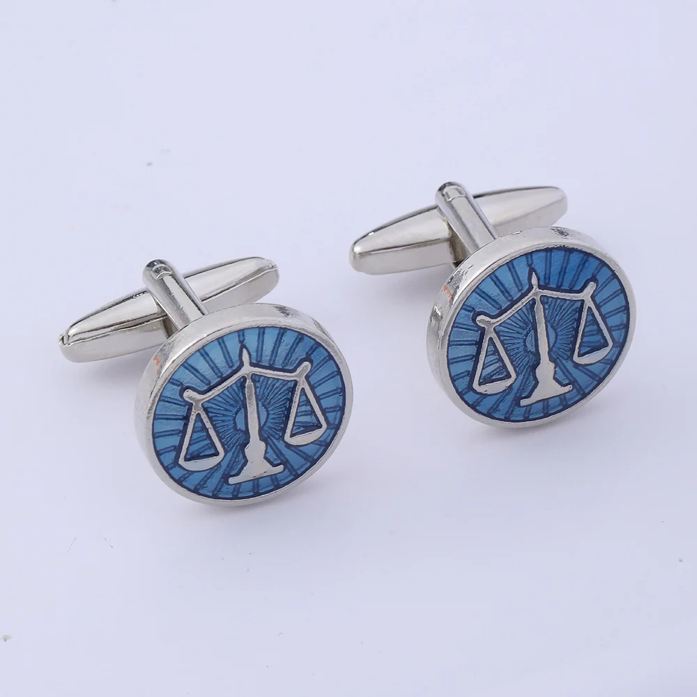 Cufflinks For Mens Man Scales of Justice Blue Enamel Balance Court Logo Cuff Links Law Scales Jewelry Gift For Lawyer Judge