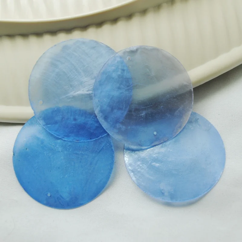 20PCS 50MM WOMEN PENDANTS ROUND SHAPE AND CONNUCTORS TRANSPARENTS SHELL MOTHER OF PEARL MATERIAL HOT COLORS