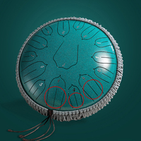 Hluru 13 Inch 15 Notes Steel Tongue Drum Tank Drum Glucophone Key D Hanpan Meditation